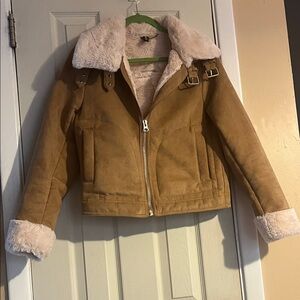 Stylish Women's Brown Bomber Jacket with Faux Fur